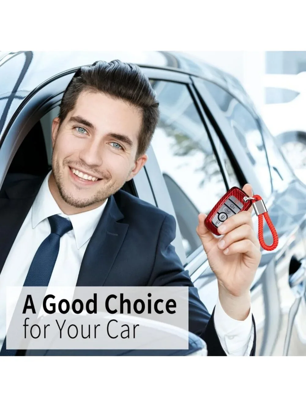 Stylish Key Fob Cover for Ford Vehicles - Real Glass Fiber, Keychain Included
